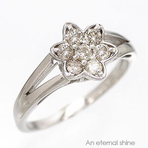 フラワー ダイヤリング ダイヤモンド 指輪 花 フラワーモチーフ 18金
