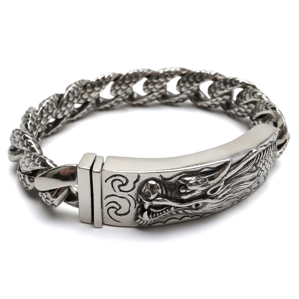 シルバー925 ドラゴンブレスレット バックル 龍の鱗 龍ブレスレット 竜