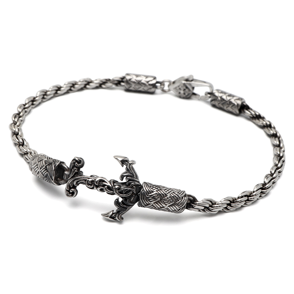 シルバー925 アンカーブレスレット メンズ チェーンブレスレット 細身