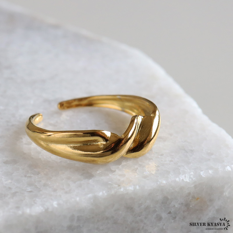 ステンレス ひねりリング ツイストリング シンプル ゴールドリング