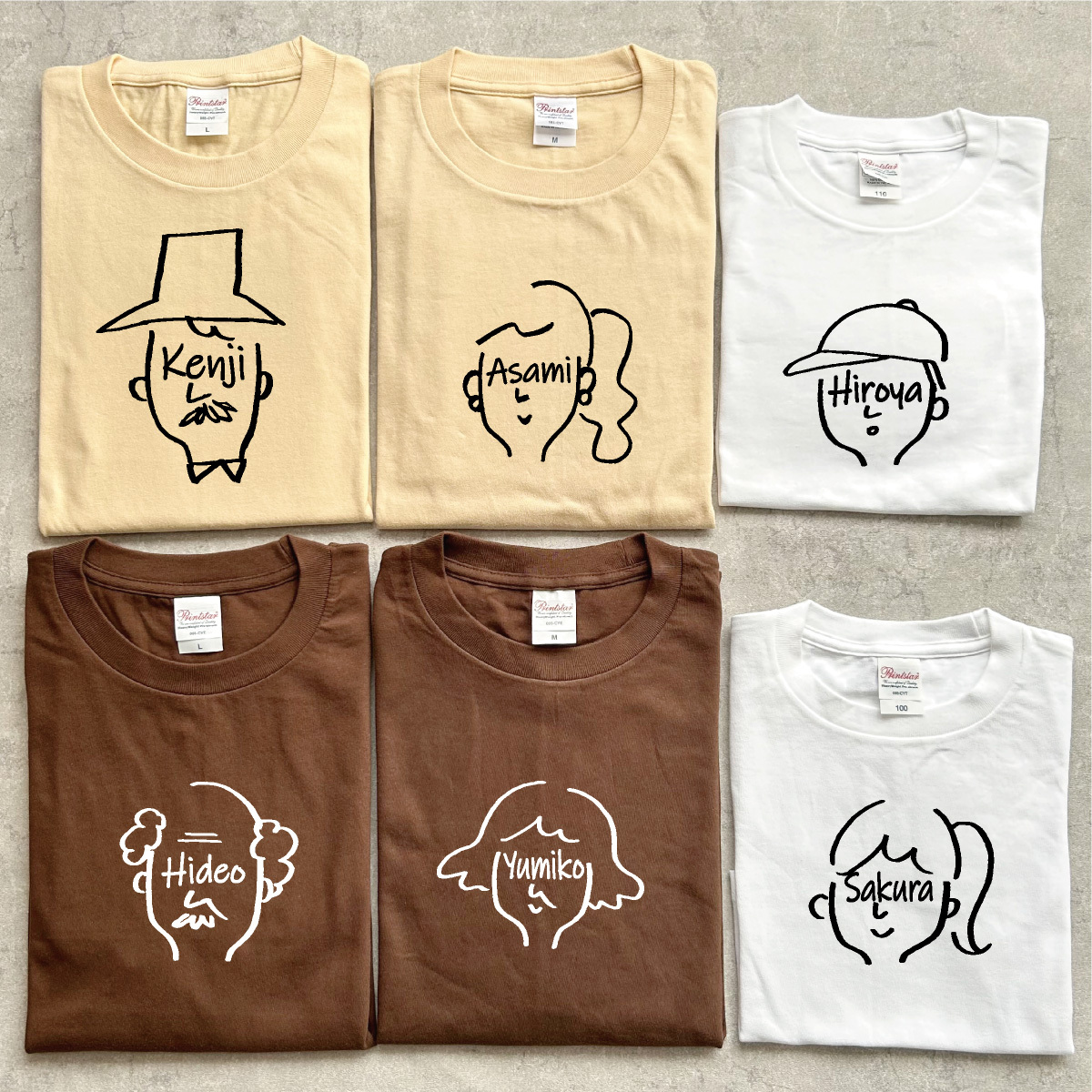 名前可】顔ネームTシャツ 選べるファミリーデザイン 名入れ 父の日 母