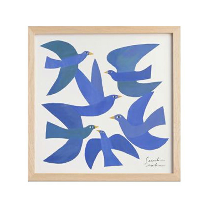 アートフレーム L イオクサツキ 青い鳥[鳥 絵 壁掛け アート フレーム