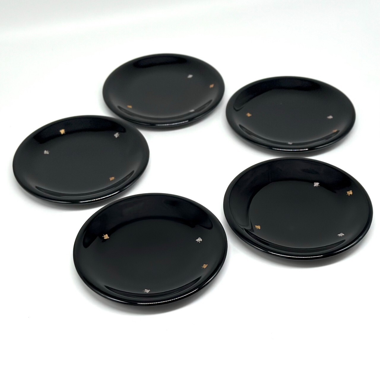 お皿 銘々皿 5.0寸 黒 千鳥 5枚組 直径15cm 菓子皿 取分け皿 和菓子