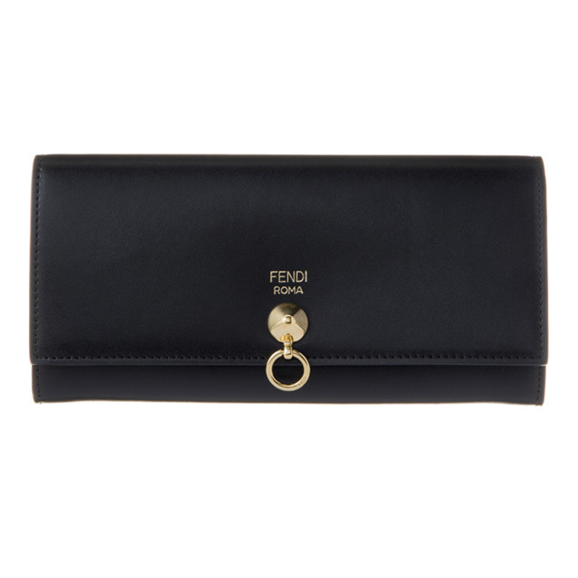 フェンディ FENDI 二つ折り長財布 ブラック 黒 ゴールド 財布
