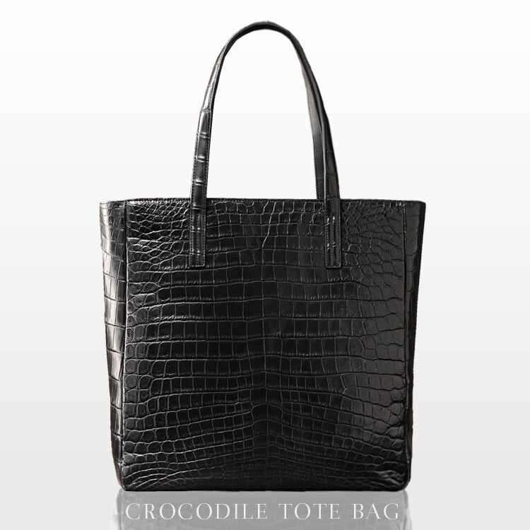 クロコダイル トートバッグ レディース マット加工 両面 センター取り