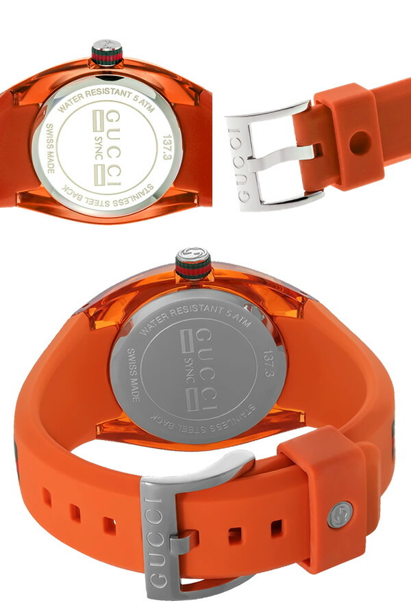 GUCCI グッチ 腕時計 ウォッチ ラバー レディース オレンジ シンク