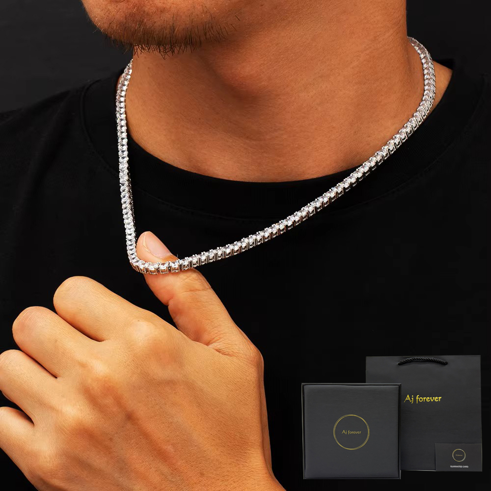 モアサナイト テニスネックレス 3mm幅 55cm レディース ダイヤモンド