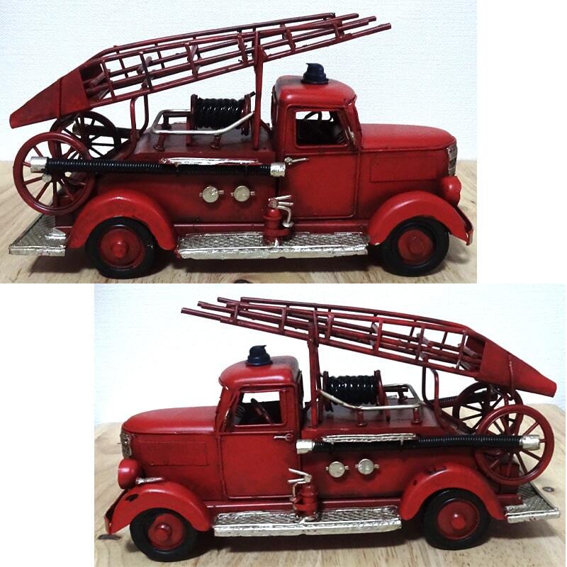 ヴィンテージカー 消防車 オブジェ レトロ ブリキ Fire Dept 置物 車