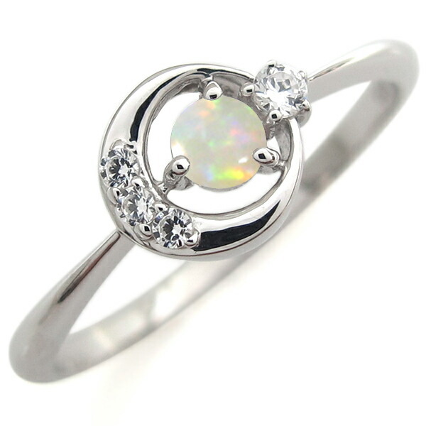 オパール リング レディース 指輪 k10 月モチーフ 星 10金 10月誕生石