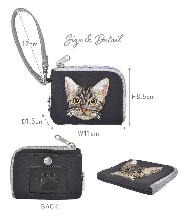 パスケース リール付き Legato Largo レガートラルゴ 猫 定期入れ