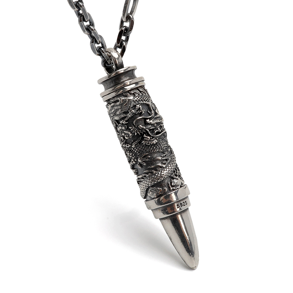 シルバー925 弾丸ペンダント ドラゴンネックレス 龍 ペンダント