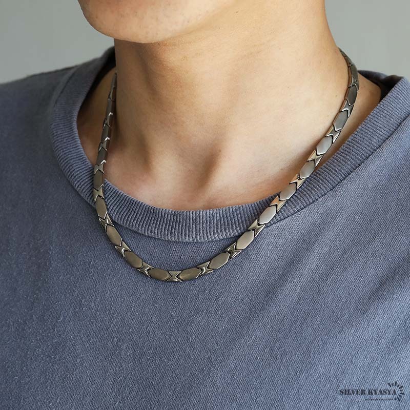 純チタン ゲルマニウム10粒 磁気ネックレス シルバー Titanium チタン
