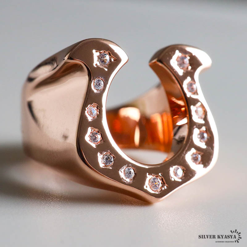 馬蹄リング ホースシューリング ローズゴールド ピンク ごつめ