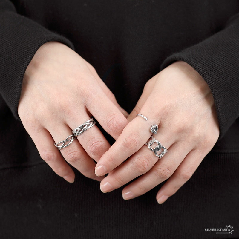 リング レディース シルバー925 S925 喜平チェーン 太め 太幅 シルバー