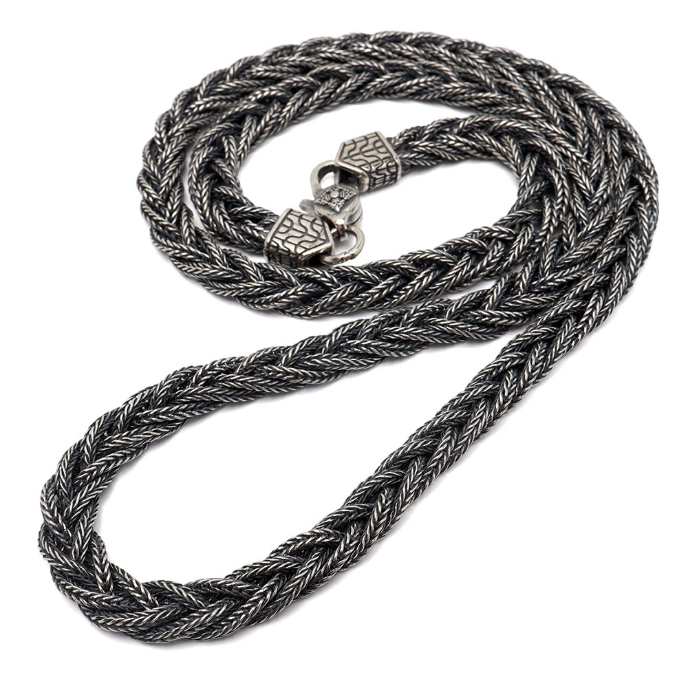 シルバー925 チェーンネックレス 編み込みネックレス 高密度 重厚感