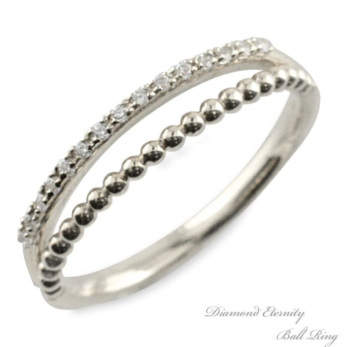 10金 指輪 リング レディース ホワイトゴールドk10 k10 二連風 ハーフ