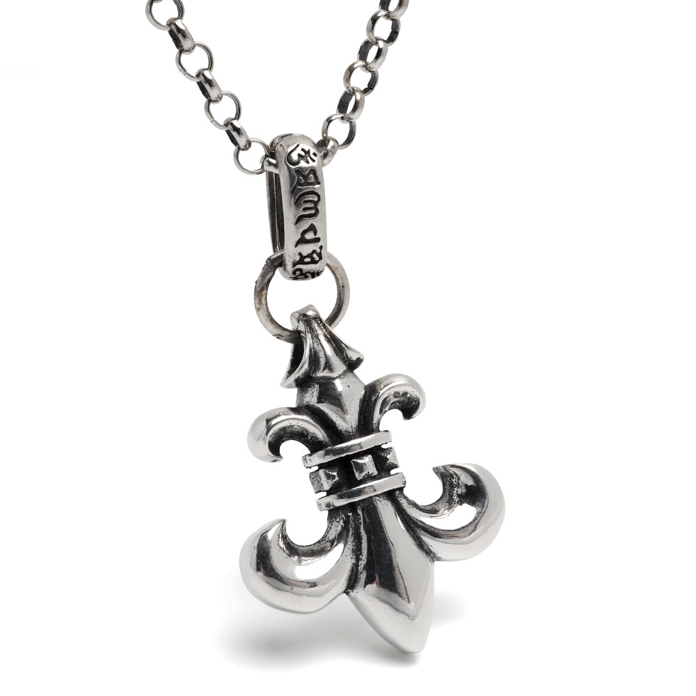 シルバー925 フレアネックレス 百合の紋章 クロスネックレス