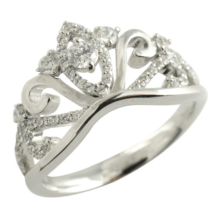 ダイヤモンド リング レディース k10 指輪 ティアラ ホワイトゴールド