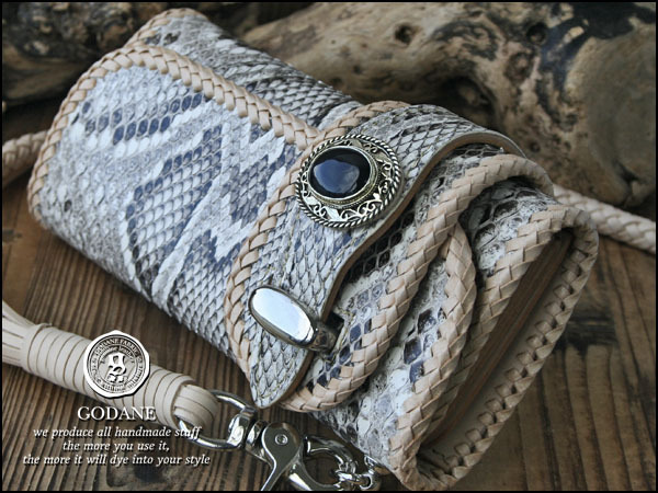送料込 ゴダン 財布 長財布 GODANE ダイヤモンドパイソン バイカーズ