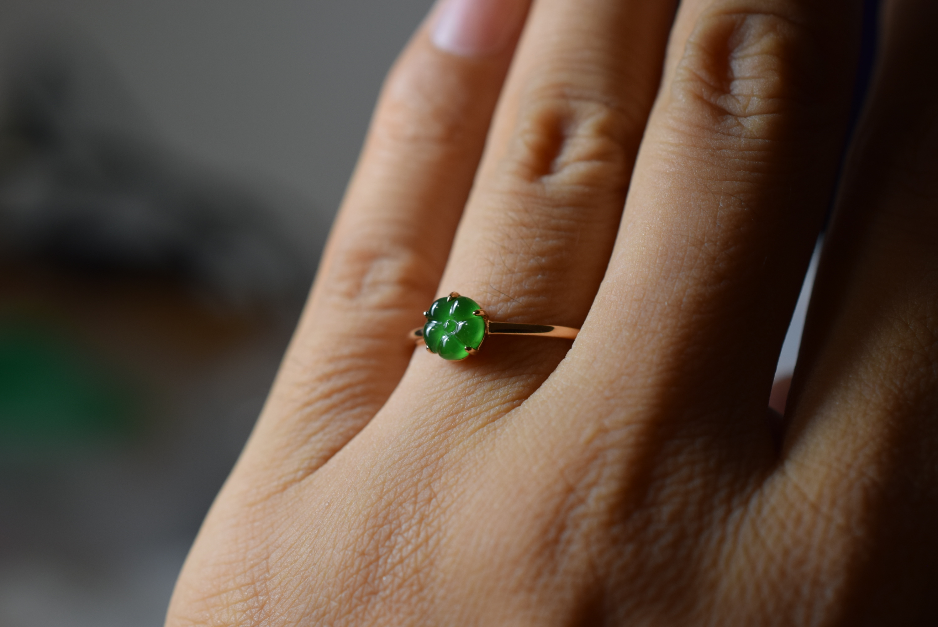 A23-3 現品 14.0号 k18金 ネモフィラ 森の妖精 リング グアテマラ産