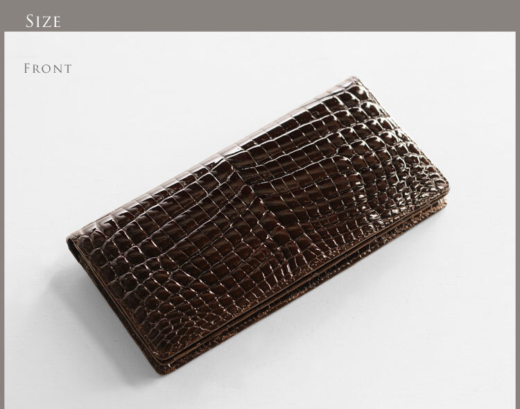 クロコダイル 長財布 メンズ 無双 シャイニング 加工 一枚革 束入れ 鰐