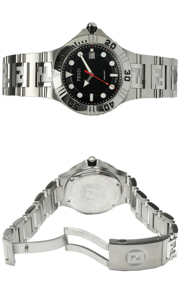 FENDI フェンディ 腕時計 メンズ スイス製 男性用 シルバー ブラック
