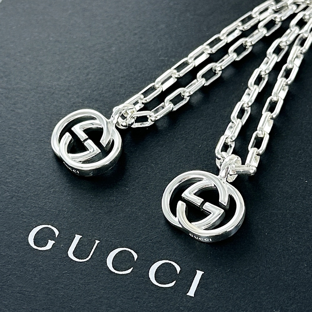 グッチ ペアネックレス ブランド シルバー925 GGロゴ モチーフ 誕生日