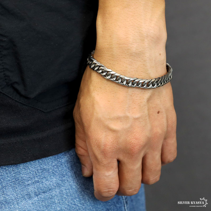 純チタン 6面カット 磁気ブレスレット ダブル喜平チェーンブレスレット