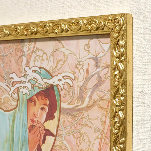 イタリア製 アートフレーム アルフォンス ミュシャ ムハ 冬 額入り