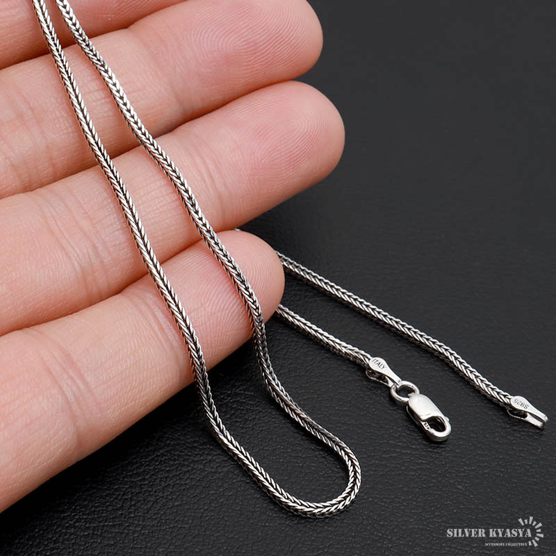 シルバー925 フォックステールチェーン ネックレス 幅1.6mm 45cm