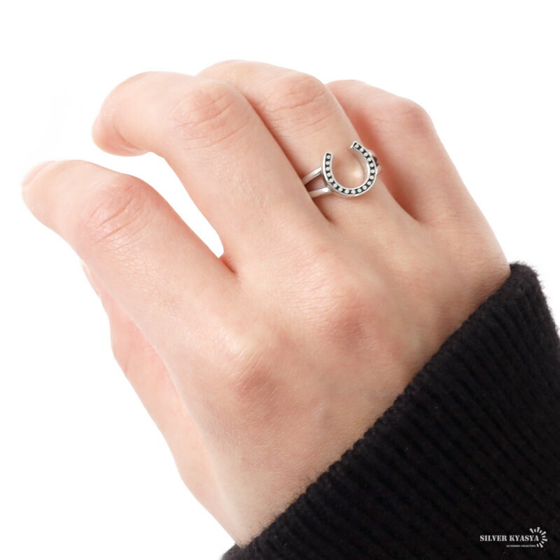 シルバー925 馬蹄 リング レディース 指輪 フリーサイズ オープン