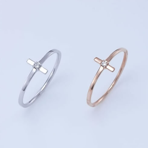 ピンキーリング 10K K10 ブランド Lエル stylish cross ring ゴールド