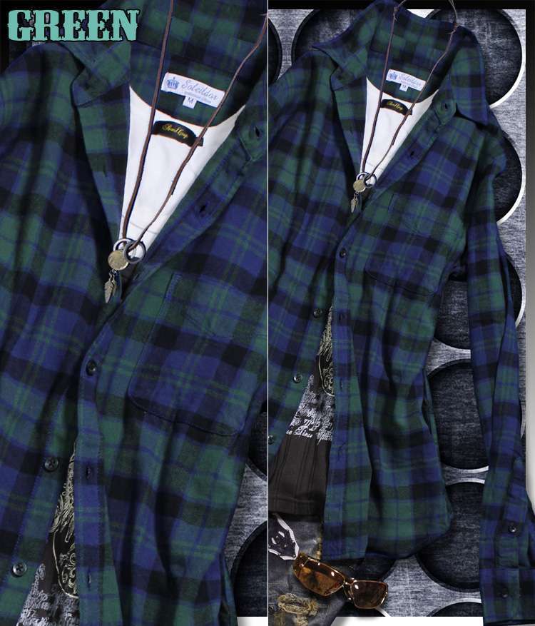 チェックシャツ メンズ 長袖 6カラー ビエラ 起毛 チェックネルシャツ