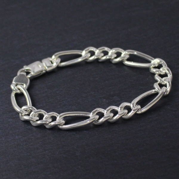大小 フィガロチェーン ブレスレット シルバー925 10mm 20cm
