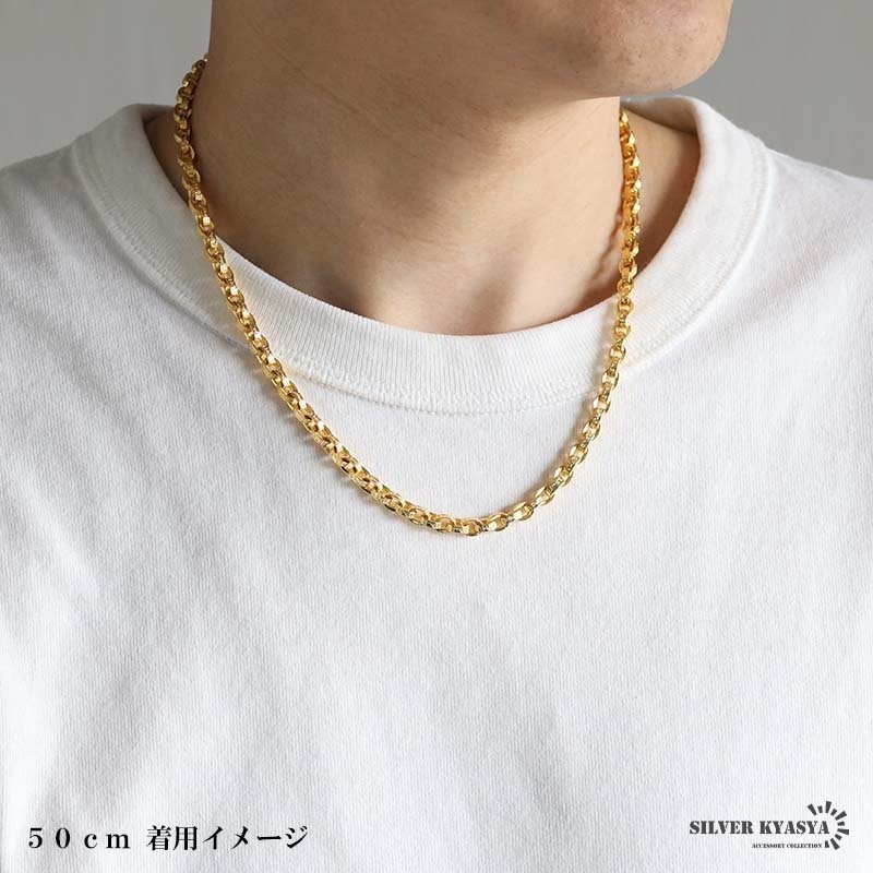 18k 金 仕上げ 梵字 ペーパーチェーンネックレス 六字真言ネックレス