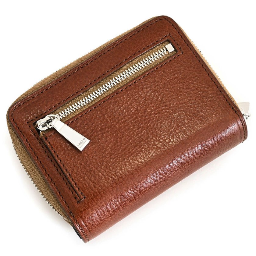 タケオキクチ 財布 二つ折り財布 キーケース ラウンドファスナー 茶