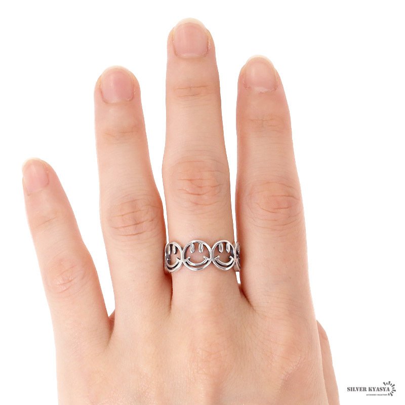 シルバー925 リング ニコちゃん スマイル レディース 指輪