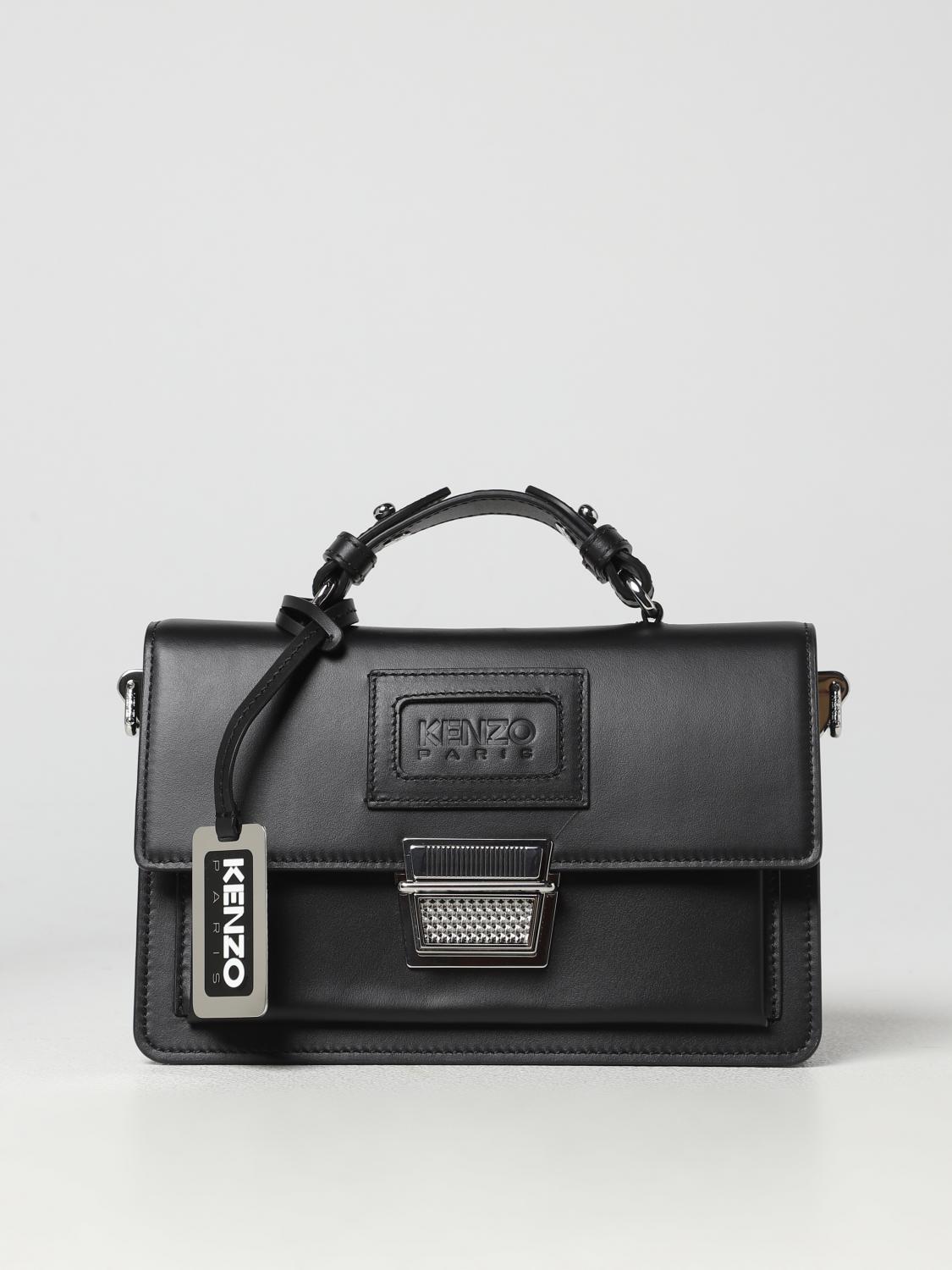 Kenzo Rue Vivienne leather bag with embossed logo - Black