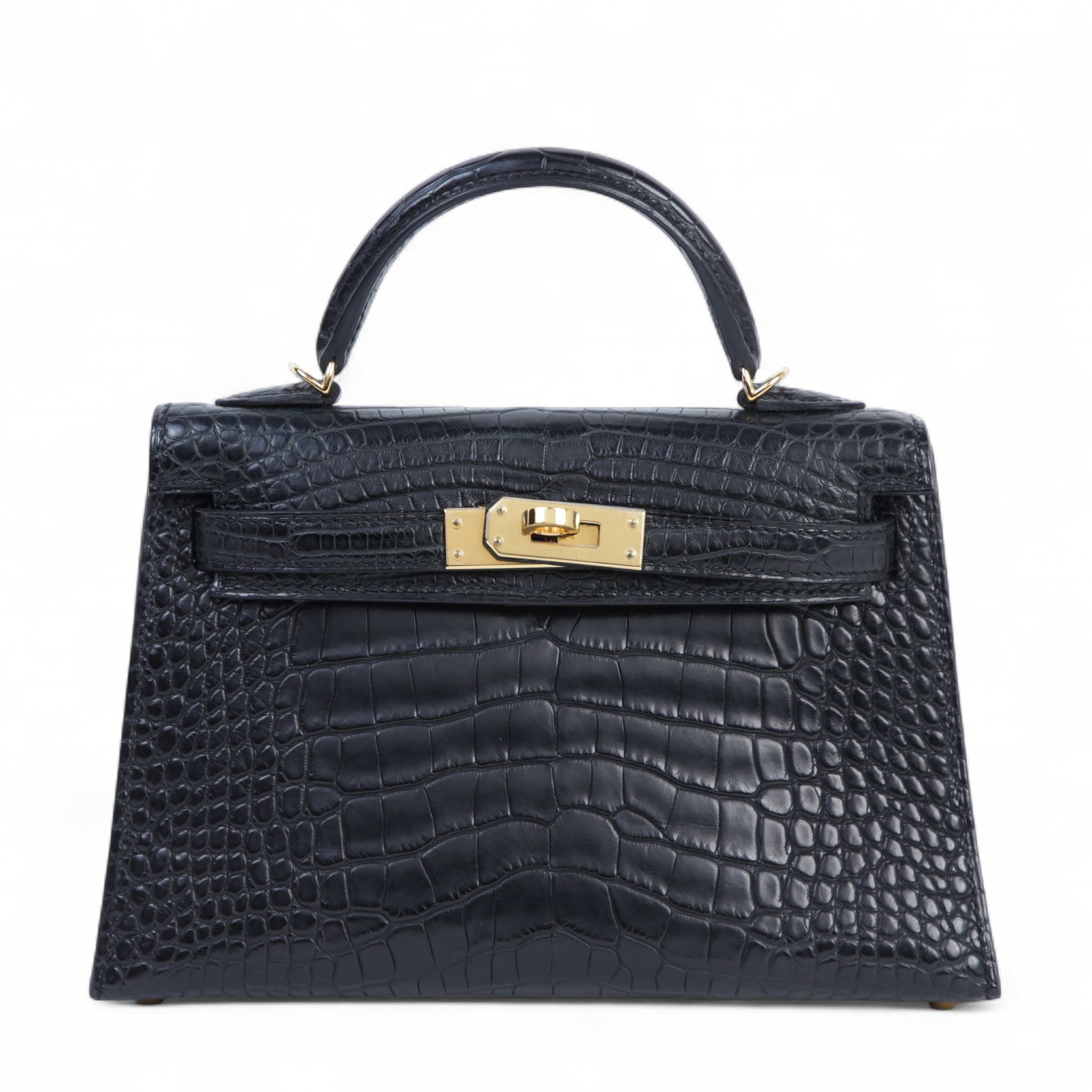 ランク A HERMÈS エルメス ミニケリー2 ブラック (89) クロコダイル