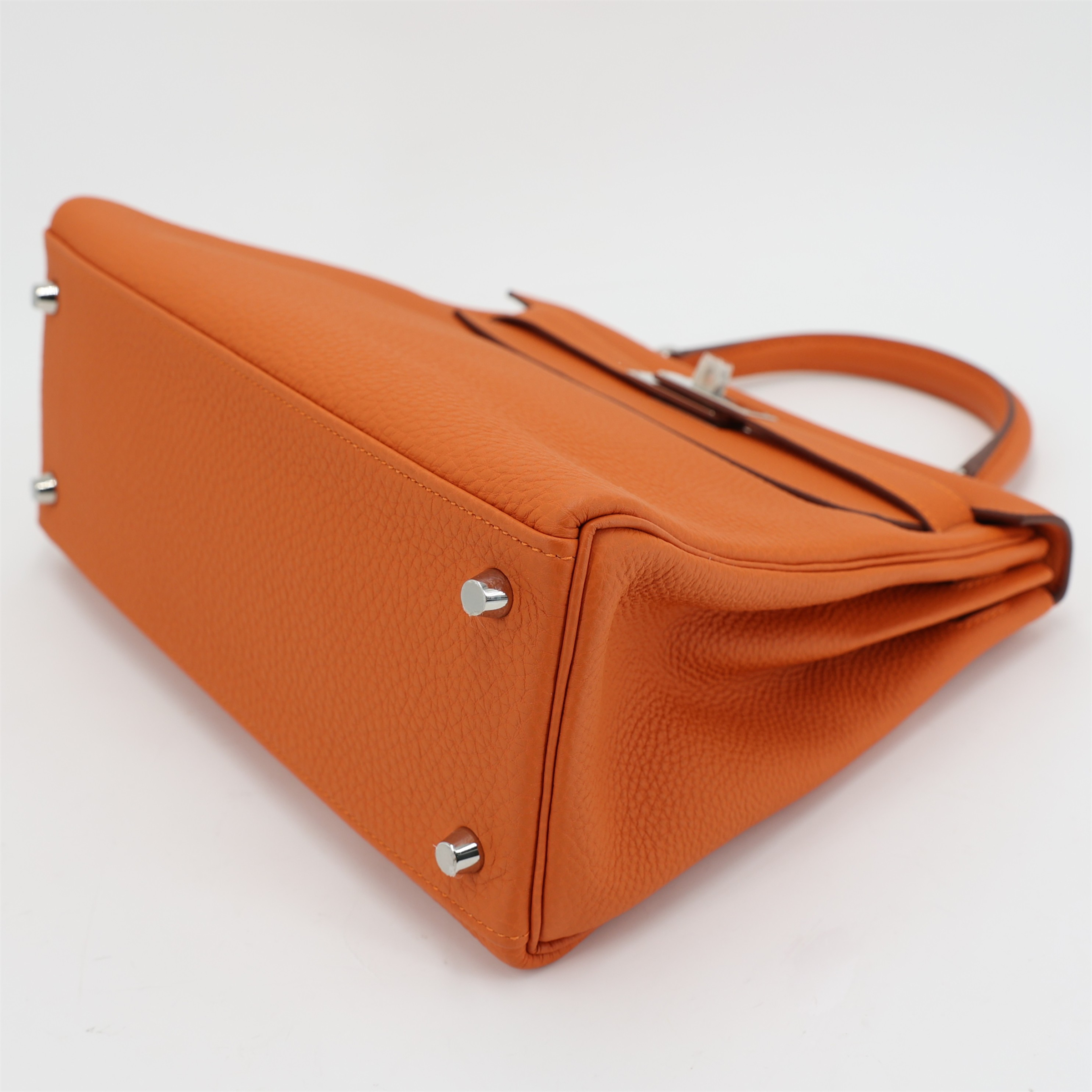 ランク SA HERMÈS エルメス ケリー28 オレンジ (93) トゴ シルバー金具