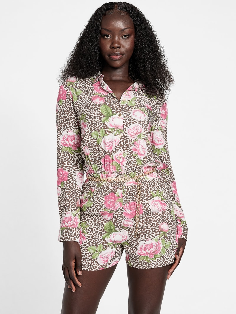 Nina Belted Romper | GUESS Factory