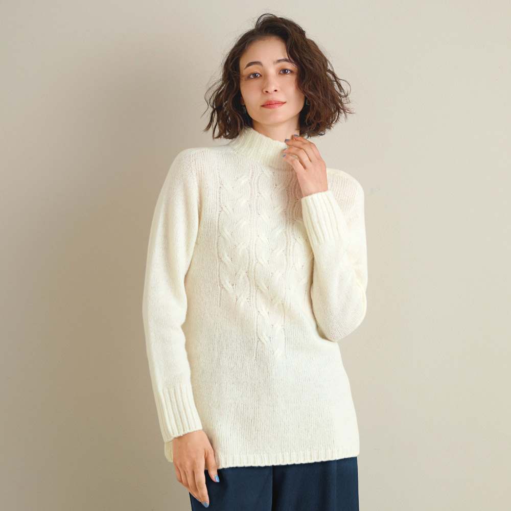 ホールガーメント（R） ウール混ニット ハイネック プルオーバー（日本