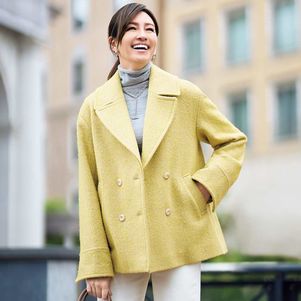 ウール混 へリンボーン Pコート 通販 - ディノス