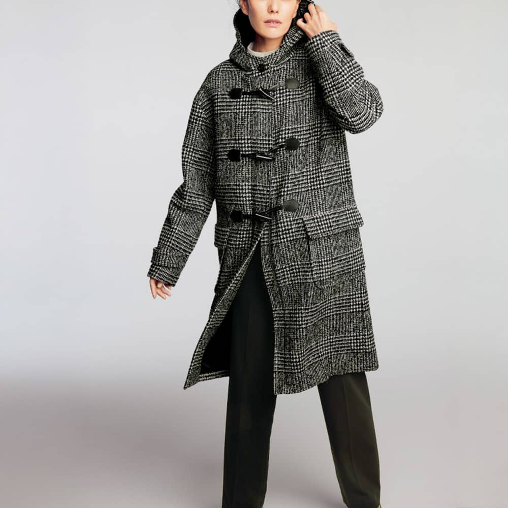 シルク混グレンチェックツイード ダッフルコート 通販 - ディノス