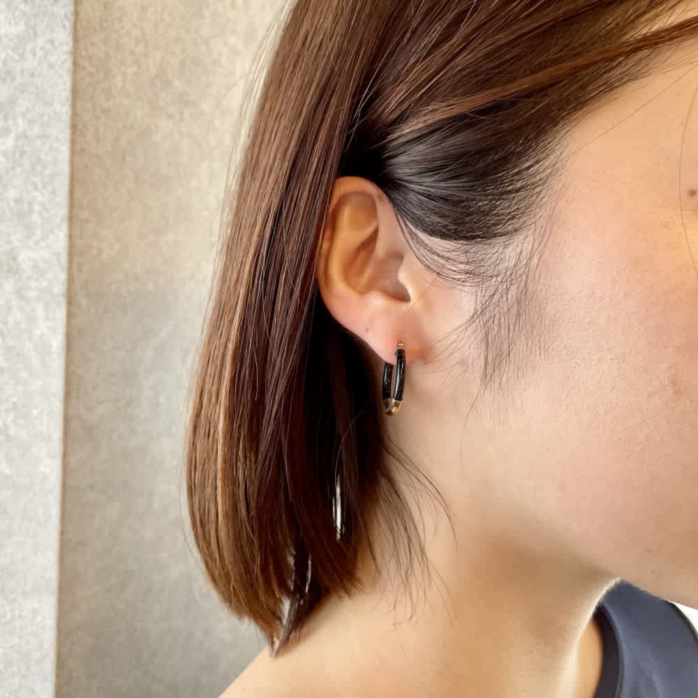 K10 オニキス チャーム付き フープピアス 通販 - ディノス