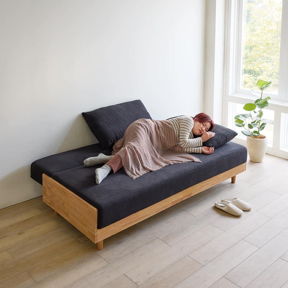 北欧風コーデュロイソファベッド 幅189cm 通販 - ディノス