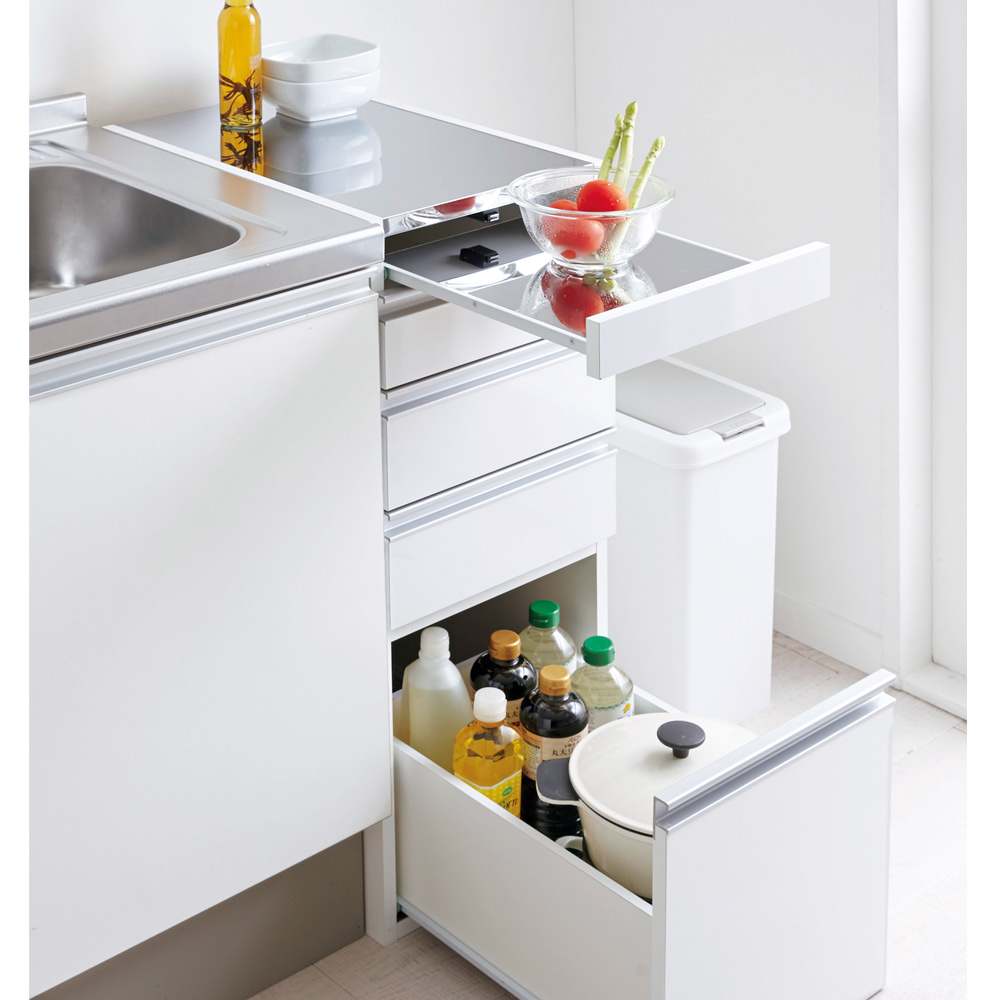 60612 光沢仕上げダブルステンすき間ロータイプ ホワイト 幅15 幅15