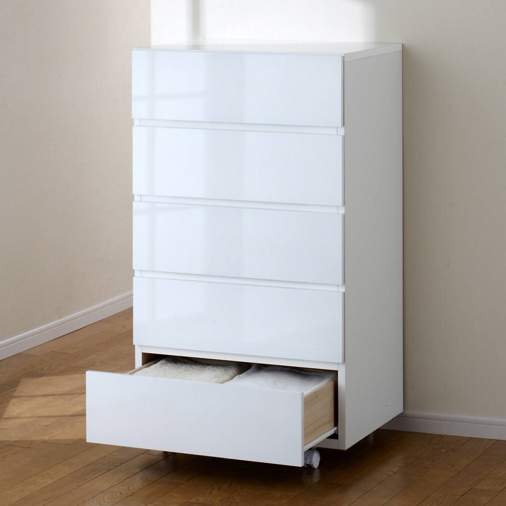 奥行46cmキャスター付きツヤツヤチェスト 幅60cm・5段 通販 - ディノス