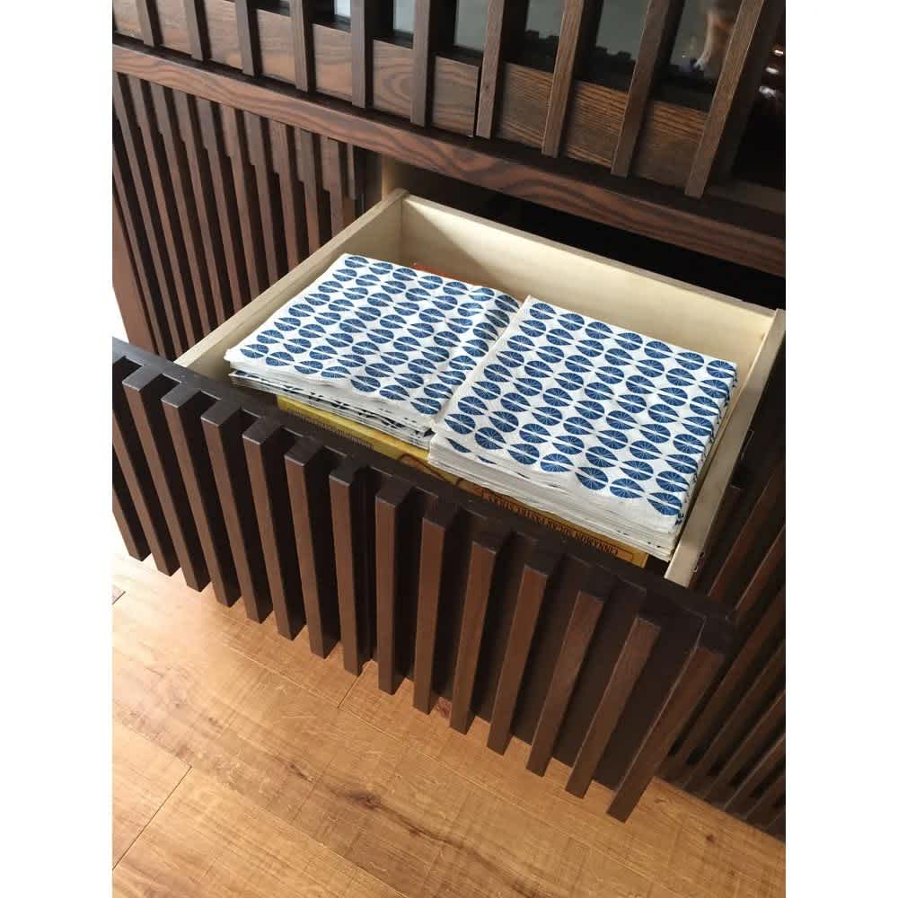 和モダン タモ天然木格子 ダイニングシリーズ 食器棚 幅120cm奥行44cm