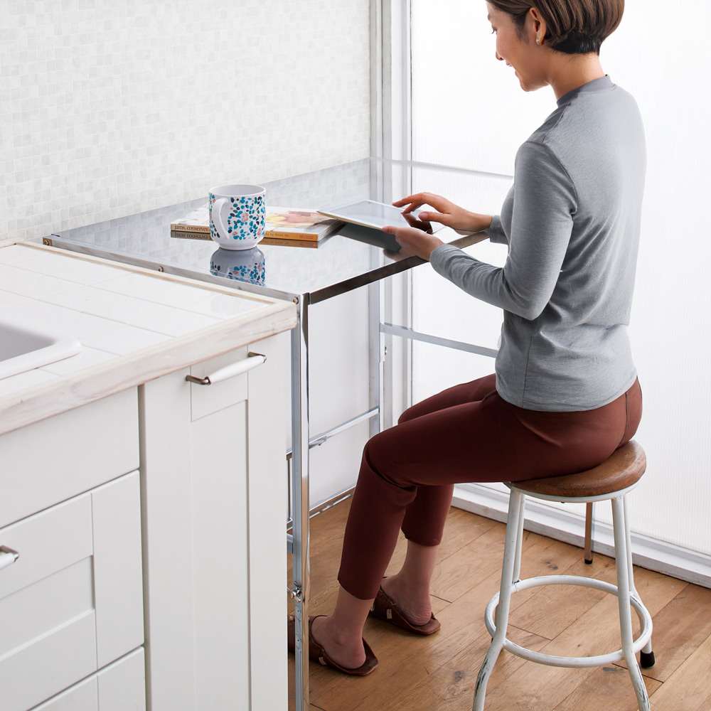 幅と高さが伸縮できるステンレス作業台 幅30～45cm 奥行60cm 通販